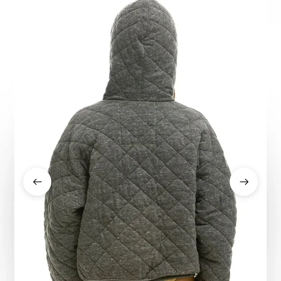Aviator Nation: QUILTED ZIP HOODIE RELAXED - HEATHER GREY - Picture 10 of 11